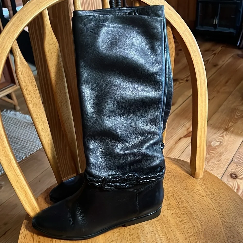 Black Brazilian Leather Women's Riding Boots 7.5